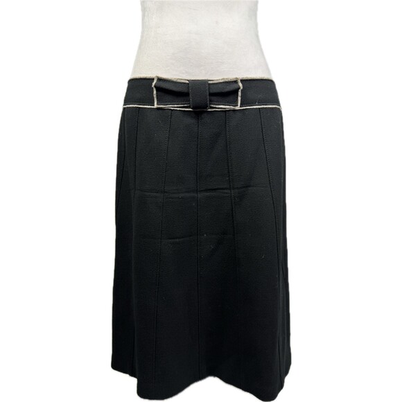 Ann Taylor 100% Wool Black Bow Detail Women' Skirt Sz 8 Lined horsehair fringe - Picture 1 of 8
